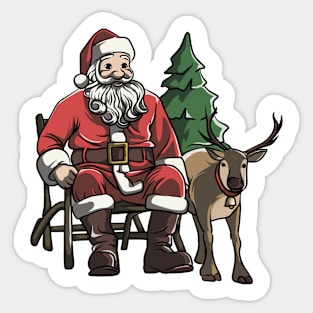 Santa and Magic Deer Sticker